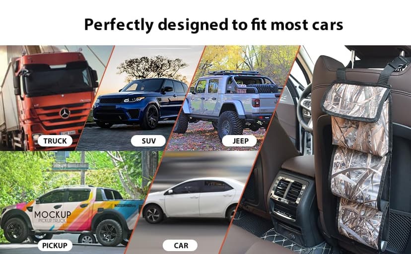 MYDAYS Seat Back Gun Rack, Gun Sling Bag, Camo Front Seat Gun Organizer Holder for Hunting Rifles/Shotguns