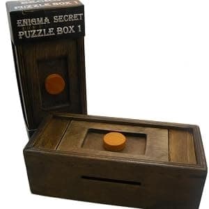Puzzle Box Enigma Secret Discovery - Money and Gift Card Holder in a Wooden Magic Trick Lock with Hidden Compartment Piggy Bank Brain Teaser Game