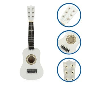 21 Inch Guitar Small Acoustic Guitar for Beginners 6- String Wooden Guitar White