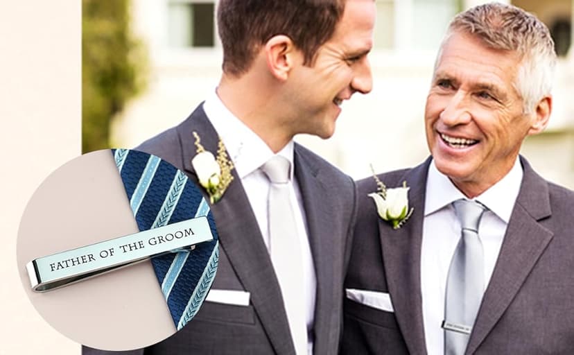 Father of the Bride and Groom Gifts - Wedding Tie Clips for Groomsmen From the Bride - Stainless Steel Tie Bars