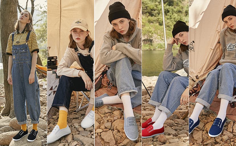 kufeiti Women's Canvas Slip On Shoes Sneakers for Women Fashion Comfortable White Black Elastic Sneakers for Women