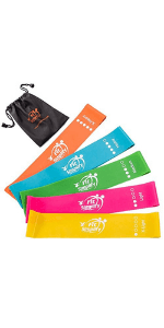 Fit Simplify Resistance Loop Exercise Bands with Instruction Guide and Carry Bag, Set of 5