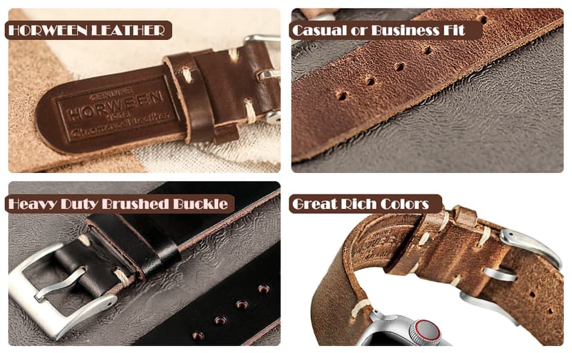 torbollo torbollo Soft Horween Leather Watch Bands for Men, 22mm Leather Watch Strap, Quick Release Handmade Watch Strap Soft Vintage Replacement