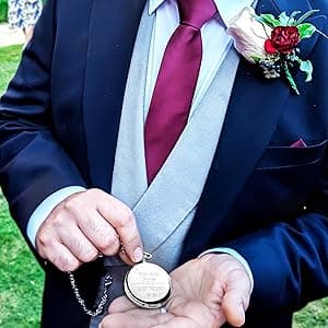 FJ FREDERICK JAMES Wedding Pocket Watches for Groomsman, Best Man, Groom, Father of The Bride & Groom I Silver Engraved I Complete Their Wedding Attire