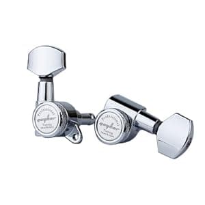 Guyker Guitar Locking Tuners (6 for Right) - 1:18 Lock String Tuning Key Pegs Machine Head with Hexagonal Handle Replacement for ST TL SG LP Style Electric, Folk or Acoustic Guitars - Chrome