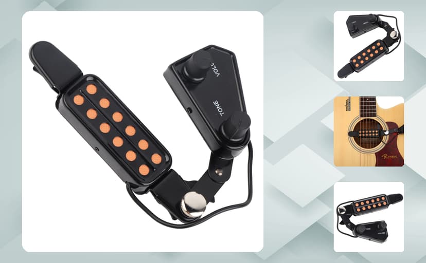 12 Sound Hole Guitar Pickup Acoustic Classical Guitar Transducer with Tone and Volume Control for Acoustic Guitar Cable Length 10 ft