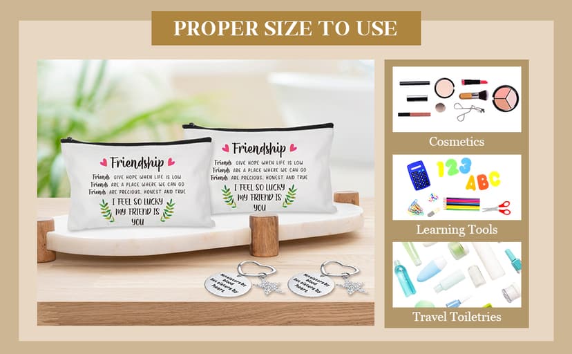 Paterr 24 Pcs Friend Gifts for Women Friendsgiving Makeup Bags Friendship Keychains Galentines Gifts Bulk Cosmetic Bags with Zipper for Roommate BFF Bestie Birthday Decorations(Star)