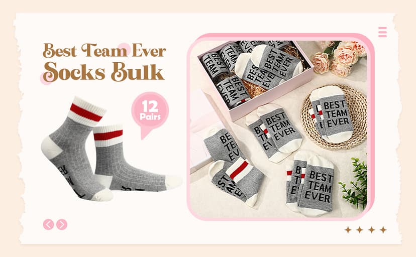 12 Pairs Best Team Ever Crew Socks Bulk Employee Appreciation Gifts for Women Men Staff Coworker Office Christmas