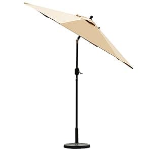 Sunnyglade 7.5' Patio Umbrella Outdoor Table Market Umbrella with Push Button Tilt/Crank, 6 Ribs (Tan)