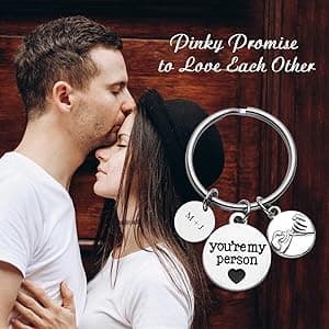 Jovivi 2pcs You Are My Person Pinky Promise Charm Pendant Keychain Jewelry Set - Valentines Day Best Friend Gift
