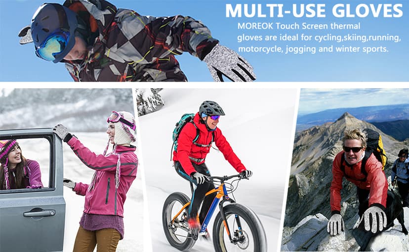 MOREOK Winter Gloves for Men/Women -10°F 3M Thinsulate Warm Touch Screen Snow Ski Bicycle Bike Gloves for Driving/Cycling/Running/Hiking