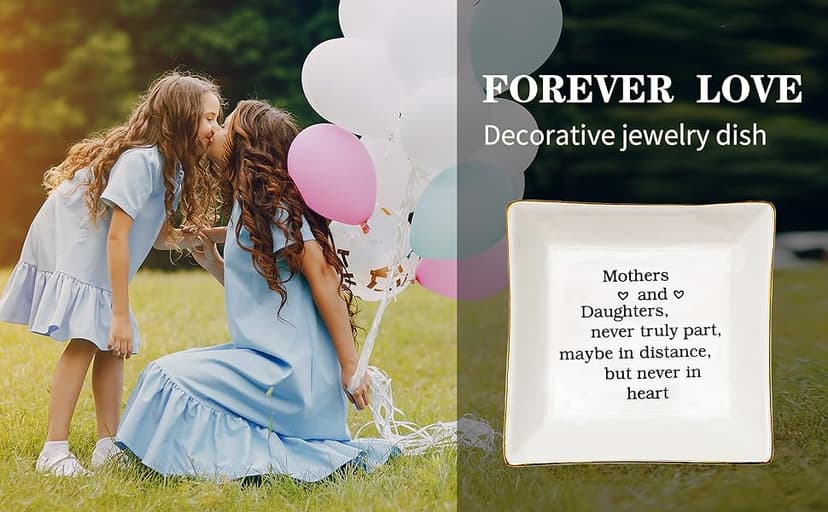 Ueerdand Gift for Mom from Daughter, Mother's Day, Christmas, Thanksgiving, Birthday Gift for Mother and Daughter Ceramic Ring Dish Decorative Jewelry Tray