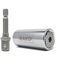 RAK Super Universal Socket Tool, 7-19mm Universal Socket Wrench Set, Gator Grip with Power Drill Adapter Set, Stocking Stuffer, Ideal Cool Gadgets Stuff for Birthday Gifts for Men Dad Husband