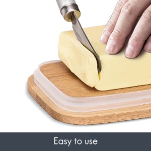 Butter Dish with Lid, Home Decor, Large Butter Dish for Countertop Ceramic Butter Keeper Container with Knife and High-Quality Silicone Sealing Butter Dish Good Kitchen Gift White