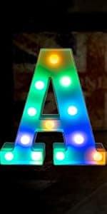 Foaky Upgraded Light Up Letters,Colorful Marquee Light Up Letter with Remote,Marquee Letters for Girl Gifts Teen Girl Gifts Trendy Stuff,Birthday Party Decoration (A)