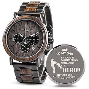 2win Engraved Wooden Watch for Boyfriend My Man Fiancé Husband Customized Personalized Wood Watches for Men Birthday Anniversary Personalized Watch
