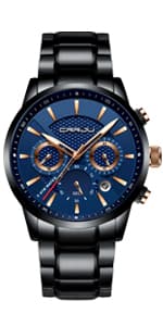 CRRJU Men's Fashion Stainless Steel Watches Date Waterproof Chronograph Wristwatches,Stainsteel Steel Band Waterproof Watch