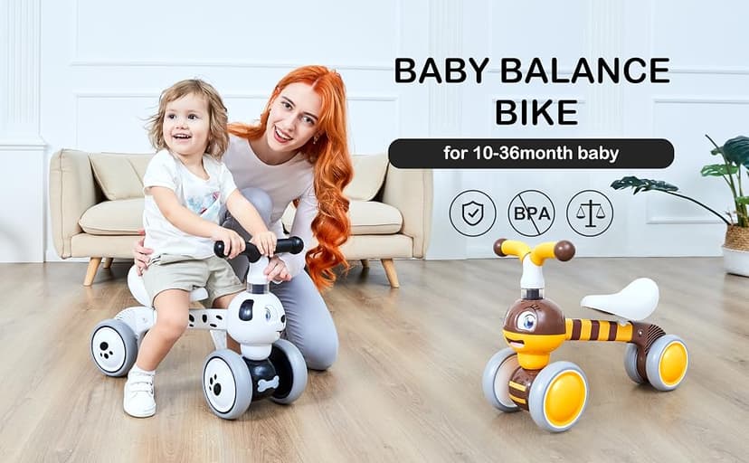 YGJT Baby Balance Bike Toys for 1 Year Old, Birthday Gifts for Boys and Girls, Silent Wheels & Non-Pedal Baby Walker Riding Toys for 10-36 Months Toddlers, Kids First Bike Gifts Spotty Dog B07RFLR3VY