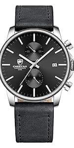 GOLDEN HOUR Fashion Business Mens Watches with Stainless Steel Waterproof Chronograph Quartz Watch for Men, Auto Date