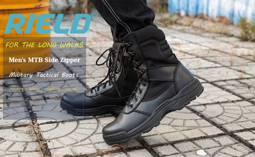 RIELD Men's Military Tactical Work Boots Side Zipper Jungle Army Combat Boots