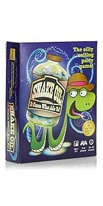 SNAKE OIL - The Silly Selling Party Game - Funny Group 3-10 Player Card Games - Fun Travel Activity for Friends and Family - Booster Shot Expansion for Ages 10+