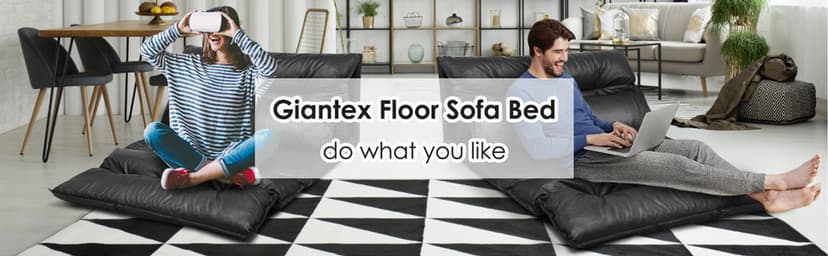 Giantex Convertible Sofa Bed, Floor Couch with 2 Pillows, PU Leather Loveseat Recliner, Folding Lazy Sleeper Sofa, 5 Position, Video Gaming Sofa Mattress for Reading Living Room Bedroom