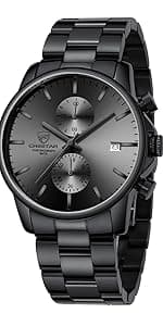 GOLDEN HOUR Mens Watch Fashion Sleek Minimalist Quartz Analog Mesh Stainless Steel Waterproof Chronograph Watches for Men with Auto Date