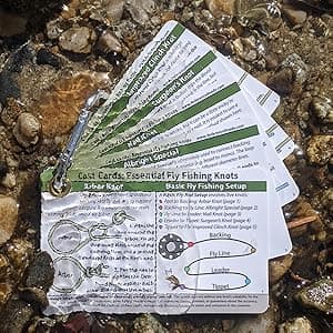 Fly Fishing Knot Cards - Waterproof Guide to 14 Essential Fly Fishing Knots - Includes Mini Carabiner