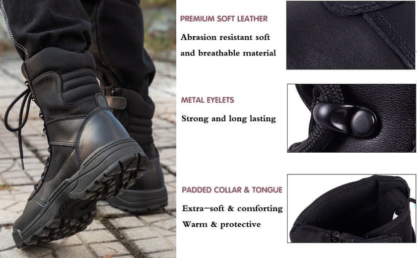 RIELD Men's Military Tactical Work Boots Side Zipper Jungle Army Combat Boots