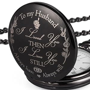 FJ FREDERICK JAMES Anniversary Gift's for Men - Engraved ‘to My Husband’ Pocket Watch | Anniversary Gift's for Him I Love You Gift for Husband for Birthday I Valentines