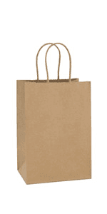BagDream Kraft Paper Bags 5.25x3.25x13 Inches 50Pcs White Paper Wine Gift Bags with Handles Bulk for Wine, Gift, Retail, Party Favor
