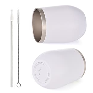 Wedding Anniversary for Couple Friend Lovers Cups Stainless Steel Wine Tumbler Travel Mug with Straw and Lid,2 Pack (4.blackwhite)