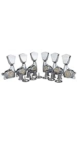Guyker Guitar Locking Tuners (6 for Right) - 1:18 Lock String Tuning Key Pegs Machine Head with Hexagonal Handle Replacement for ST TL SG LP Style Electric, Folk or Acoustic Guitars - Chrome