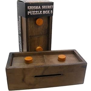 Puzzle Box Enigma Secret Discovery - Money and Gift Card Holder in a Wooden Magic Trick Lock with Hidden Compartment Piggy Bank Brain Teaser Game
