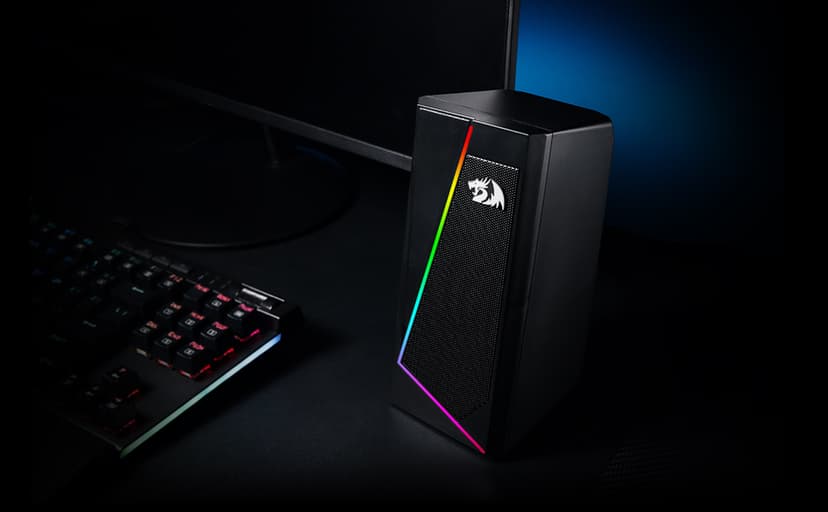 Redragon GS520 RGB Desktop Speakers, 2.0 Channel PC Computer Stereo Speaker with 6 Colorful LED Modes, Enhanced Sound and Easy-Access Volume Control, USB Powered w/ 3.5mm Cable