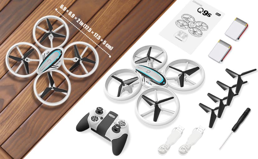 Q9s Drones for Kids,RC Drone with Altitude Hold and Headless Mode,Quadcopter with Blue&Green Light,Propeller Full Protect,2 Batteries and Remote Control,Easy to fly Kids Gifts Toys for Boys and Girls