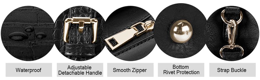 Laptop Bag for Women 15.6 Inch Laptop Tote Bag Leather Classy Computer Briefcase for Work Waterproof Handbag Professional Shoulder Bag Women Business Office Bag Large Capacity Black