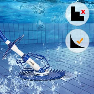 VINGLI Pool Vacuum Cleaner Automatic Sweeper Swimming Pool Creepy Crawler Vacuum with 33FT Hoses (Navy Blue&White)