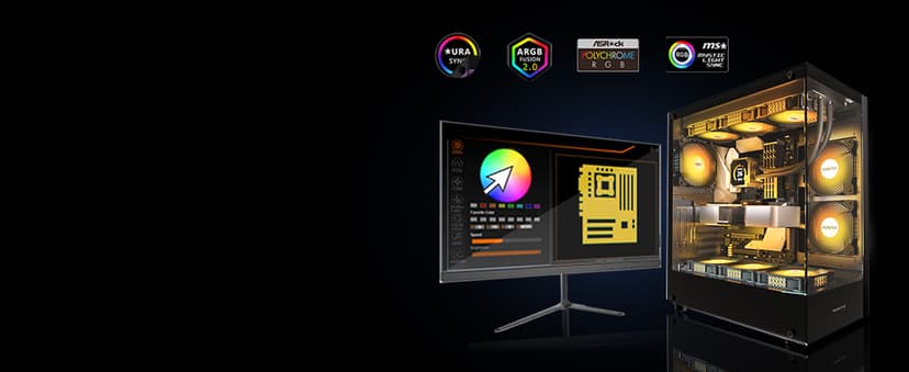 MUSETEX PC CASE ATX 6 PWM ARGB Fans Pre-Installed, Type-C Mid Tower Computer Case with Full-View Dual Tempered Glass, Gaming PC Case,Black(K2)