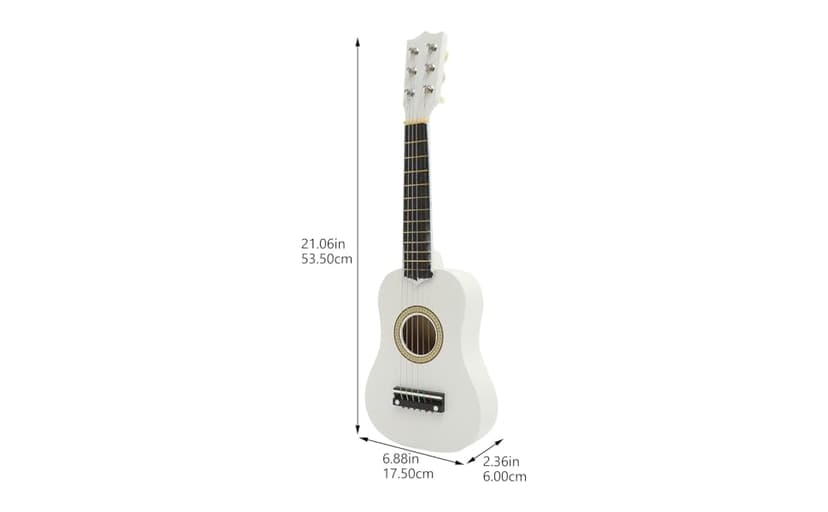 21 Inch Guitar Small Acoustic Guitar for Beginners 6- String Wooden Guitar White