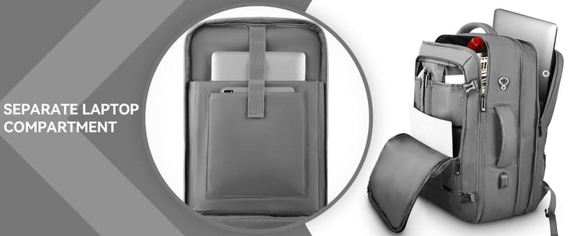 Carry On Backpack, 50L Extra Travel Laptop Backpack for Men Women, Big Bag Business Travel Essentials Gifts for men, 17 Inch Laptop Backpack Computer Bag Gifts for Him Men, Grey