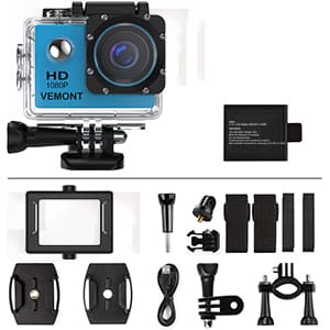 VEMONT Action Camera, 1080P 12MP Sports Camera Full HD 2.0 Inch Action Cam 30m/98ft Underwater Waterproof Camera with Mounting Accessories Kit
