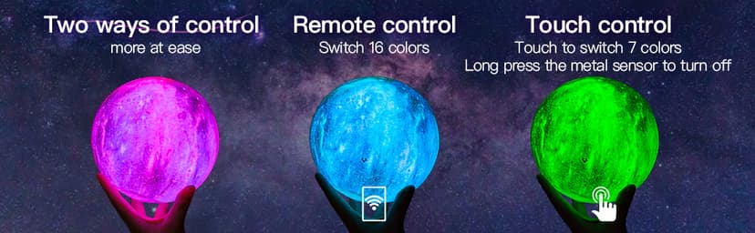 BRIGHTWORLD Moon Lamp Galaxy Lamp 5.9 inch 16 Colors LED 3D Moon Light, Remote & Touch Control Moon Night Light Gifts for Girls Boys Kids Women Birthday