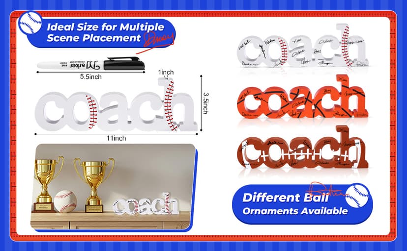 2 Pcs Coach Wood Word Marker Pen Set Coach Gift Coach Dad Gifts Coach Gifts Shelf Desk Decor Ready to Autograph(Basketball)