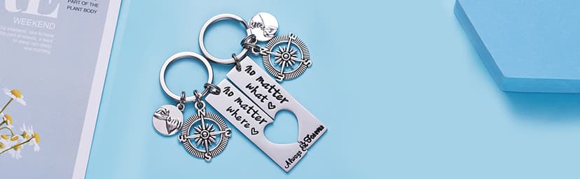 LParkin No Matter What No Matter Where Keychain Best Friend Long Distance Friendship Relationship Gift Polished Finish Set of 2