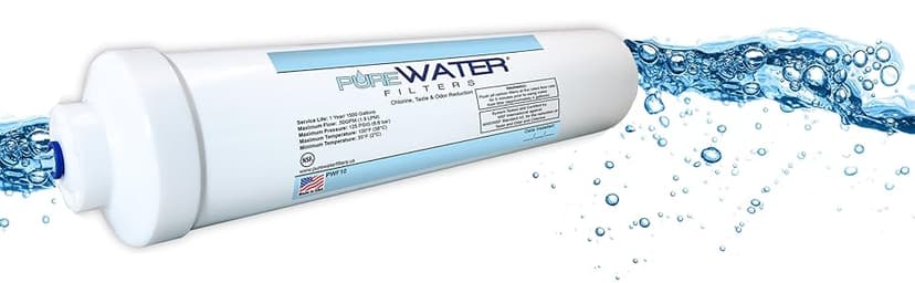PureWater Filters Inline Water Filter Kit for Ice Maker with 1/4-Inch Direct Quick-Connect Fittings, Tubing and a T-Connector