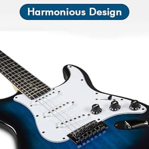 LyxPro Left Hand 39 Inch Electric Guitar and Starter Kit for Lefty Full Size Beginner’s Guitar, Amp, Six Strings, Two Picks, Shoulder Strap, Digital Clip On Tuner, Cable and Soft Case - Blue