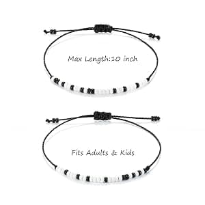 Gifts for Girlfriend Boyfriend His Her Tarsus Pinky Promise Couple Bracelets Set Morse Code Jewelry B083NCSP9Z