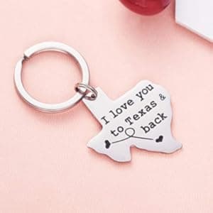 Texas Keychain Long Distance Relationships Gifts I Love You to Texas and Back