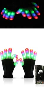 Luwint Children LED Finger Light Up Gloves - Glow Flashing Cool Fun Toys for Kids, Boy Girl 7-12 Years